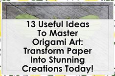 Discover the magic of origami art with our guide, "13 Useful Ideas To Master Origami Art: Transform Paper Into Stunning Creations Today!" Dive into creative techniques and step-by-step tutorials that will elevate your paper folding skills. Whether you're a beginner or looking to refine your craft, these innovative ideas will inspire you to create beautiful, intricate designs. Unlock your artistic potential and impress your friends with your stunning origami masterpieces! Useful Ideas, Useful Origami, Innovative Ideas, Paper Folding, Intricate Designs, Art