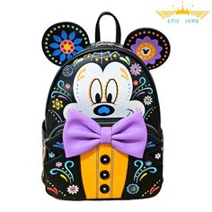 Loungefly Disney Mickey Mouse Sugar Skull Cosplay Mini Backpack Brand New With Tags Exclusive Size: Mini / Approx. (9" W X 10" H X 4" D) These Beautiful Faux Leather Mini Backpacks Are Accented With Embroidered, Debossed, Applique And Printed Details. Our Reputation Is Extremely Important, And We Are Devoted To Ensure You Can Buy With Full Confidence Any Questions Feel Free To Contact Us Black Disney Bag For Theme Park, Black Disney-style Bag For Theme Park, Black Disney Backpack For Halloween, Black Disney Style Bag For Theme Park, Themed Black Backpack For Theme Parks, Black Mickey Mouse Bag For Disney Fan Events, Black Disney Backpack For Disney Fan Events, Disney Halloween Backpack For Disney Trips, Black Backpack For Theme Parks