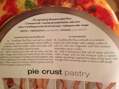 the instructions for how to make a pie crust pastry are shown in an advertisement poster