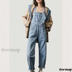 Bormay - Denim Overalls - Comfortable and Stylish Spring Utility Jeans For Everyday, Fall Light Wash Utility Jeans, Spring Utility Fitted Jeans, Utility Denim Overalls For Everyday, Medium Wash Overalls For Everyday Spring, Spring High Rise Utility Jeans, Everyday Medium Wash Denim Overalls, Spring Utility Cotton Jeans, Spring Utility Style Medium Wash Jeans