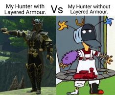 two cartoon characters, one in armor and the other in an armor