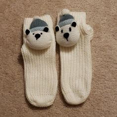 O Adorable Slipper Socks With Cute Polar Bears On Them! Excellent Condition, Never Worn Casual Warm Cream Socks, Comfortable White Indoor Socks, Non-slip White Socks For Stocking Stuffers, Comfortable Super Soft White Socks, Comfortable Soft White Socks, Casual White Knitted Socks, White Super Soft Comfortable Socks, White Non-slip Socks For Stocking Stuffers, Cute Super Soft White Socks