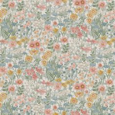 a floral wallpaper with many different flowers