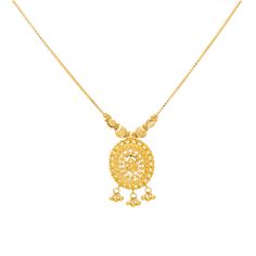 Indulge in opulent allure with this 22K Yellow Gold Necklace and Earring Set from Virani Jewelers. This minimal gold jewelry set is a celebration of Indian jewelry craftsmanship, meticulously designed to adorn your neckline with timeless elegance. Each bead boasts the radiant beauty of 22 karat gold, while the matching gold earrings complete your look with sophistication. These pieces of Indian gold jewelry are more than just jewelry; it's a reflection of your refined taste and appreciation for 22k Yellow Gold Chandbali Kundan Necklace, 22k Gold Kundan Pendant Necklace In Yellow Gold, Diwali Yellow Gold Round Jewelry Sets, Yellow Gold Kundan Necklace With Intricate Design, Yellow Gold Round Necklace For Diwali, Diwali Yellow Gold Round Necklace, Yellow Gold Bridal Necklace For Diwali, Traditional 22k Yellow Gold Temple Necklace, Diwali Bridal Round Yellow Gold Necklace