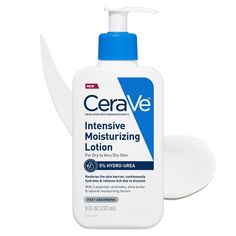 Developed with dermatologists, CeraVe Intensive Moisturizing Lotion is formulated with Hydro-Urea™, a unique complex to help replenish skin's natural moisturizing factors, 3 essential ceramides, MVE Delivery Technology, and shea butter to intensely hydrate, restore and help strengthen the skin barrier. This rich, creamy, hydrating body lotion penetrates skin's surface layers to deeply hydrate and relieve itch due to dryness without leaving behind any greasy or sticky residues. This body moisturi Hydrating Body Lotion, Foaming Face Wash, Moisturizing Lotion, Body Moisturizers, Polysorbate 80, Itchy Skin, Moisturizing Lotions, Skin Barrier, Daily Moisturizer