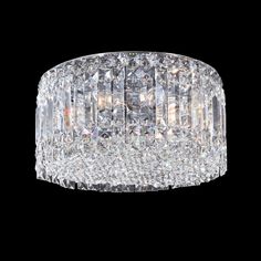 a crystal chandelier on a black background