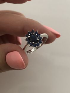 On Promo Sale! It is Stunning Sterling Silver 925 Ring with central 1.89CT natural Diffused Sapphire. The sapphire is Natural, not Created!! We also have matching earrings. Please look in the Earrings section:) Sapphire size 5*7 mm Side Stones are Blue CZ Will come in a Gift Box I'll be happy to answer any questions:) Silver Lab-created Sapphire Ring With Halo Design, Classic Sapphire Cluster Ring, Blue Sterling Silver Halo Ring With Prong Setting, Sterling Silver Sapphire Ring With Round Cut, Silver Sapphire Halo Ring With Gemstone, Classic Sterling Silver Sapphire Ring With Halo Setting, Blue Sapphire Ring With Halo Cluster Setting, Sapphire Halo Design Promise Ring, Sapphire Halo Promise Ring