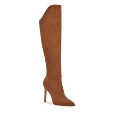 Details: Measurements: Heel Height: 4.13 In Boot Shaft Height: 14.76 In Shaft Circumference: 15.59 In Toe Type: Pointy Upper Material: Textile Outsole Material: Manmade Lining Material: Textile Product Collection: Boot Brand New Boot / Beauitful / Smoke And Pet Free Environment Color: New Tan Wide Calf Heels With Reinforced Heel And Pointed Toe, Elegant High Shaft Brown Boots, Elegant Brown High Shaft Boots, Chic Fitted Closed Toe Boots, Chic Suede Knee-high Boots With Almond Toe, Brown Tall Heeled Boots With Pointed Toe, Fall Knee-high Heels With Sculpted Heel, Elegant Suede Knee-high Boots For Spring, Chic Tall Brown Boots