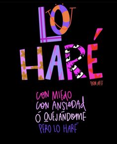 the words lo hare written in different colors on a black background with an orange and pink