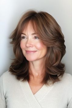 50+ Chic Hairstyles for Women Over 50 with Fine Hair in 2024 – Get Ins – CreativeBooster Lob With Wispy Bangs, Brunette Lob, Fresh Hairstyles, Long Layered Bob, Older Women's Hairstyles, Hair Layered, Face Framing Bangs, Bangs Hairstyles