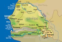 a map of the region of semegal, with its major cities and rivers