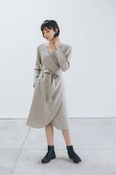 Maternity dress / Wrap linen dress / Oversized linen dress / | Etsy Spring Linen Dress For Daywear, Spring Daywear Linen Dress, Flax Linen Ramie Dress For Spring, Spring Flax Ramie Linen Dress, Elegant Spring Ramie Dresses, Beige Linen Dress For Daywear, Spring Ramie Dress In Flax Color, Relaxed Fit Linen Dress In Flax Color, Spring Flax Linen Midi Dress