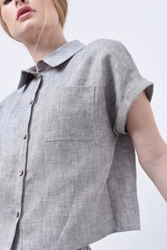 "♥Linen loose fit shirt with short wide sleeves. Made for a loose fit. ♥This wonderful women`s shirt is made out of 100% exclusive softened smooth linen, which has smooth texture. We can make this dress out of washed linen, which has crumpled texture. Please, when ordering, indicate what kind of linen texture you prefer. ♥Please read the size information below. To order a shirt in a larger size, write to us your measurements. We can make this shirt for you in different sizes. SIZES for loose fit White Linen Pants Women, Summer Linen Shirt, White Linen Blouse, One Piece Shirt, Classy Suits, White Linen Pants, Loose Fit Shirts, Linen Tee, Linen Shirt Dress