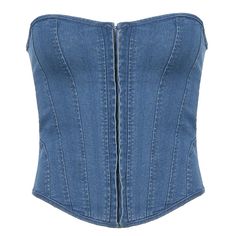 Style: Sexy Fit: Slim Fabric: Denim Pattern: Solid Element: Lace up,Boning Top Length: Short Neckline: Sweetheart Product Type: Tube Top Main Composition: Cotton Season: Summer Corset Fits, Denim Tube Top, Comfy Blouse, Denim Tank Top, Denim Corset Top, Denim Tank, Bodycon Tops, Corset Vest, Denim Corset