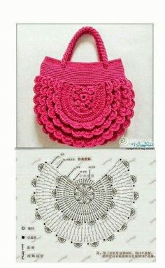 the crocheted purse is shown with instructions to make it look like it's made