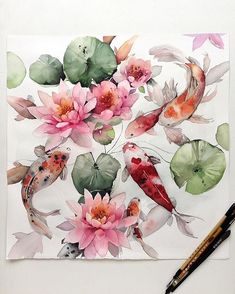 an instagram with watercolor illustrations on it