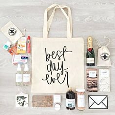 the best day ever tote bag with its contents