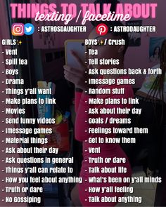 Things To Make Your Relationship Better, How To Talk Like A Baddie, What To Do On An All Nighter On Facetime, Black Teenage Girl Tips, Glow Up Tips For Black Girls Summer, Glow Up Tips For Girls 10-15, Conversation Starter Questions, Teen Advice