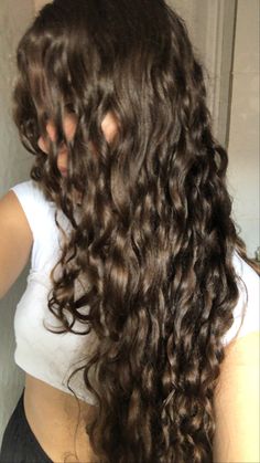 Long Defined Curly Hair, Long Wavy Hair Natural Layers, Ringlet Curls Natural, Long 2c Hair, Pretty Wavy Hair, Long Wavy Hair With Bangs, Pelo Ondulado Natural, Long Brown Wavy Hair