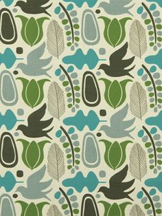 a green and white wallpaper with leaves on it