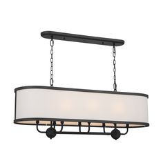 The Heddle 8 light linear chandelier creates a cozy, warm ambiance. Its soft fabric shade with a Textured Black trim matches its Textured Black finish. Just below the candle sleeve, you'll see a ribbed spherical piece and a light floral detail on its body. Its these delicate design details that elevate its vintage aesthetic. Kichler Heddle 8-Light Black Farmhouse Chandelier | 52467BKT Black Farmhouse Chandelier, Shaded Chandelier, Transitional Chandelier, Island Chandelier, Candle Sleeves, Kichler Lighting, Deco Luminaire, Farmhouse Chandelier, Drum Chandelier