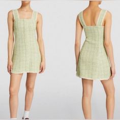 House Of Harlow 1960 Tweed Mini Dress Metallic Boucle In Lime Green. Women’s Size Large. Approx. 19” Underarm To Underarm, 23.5” Long. (Not Including Straps) Straps Are Not Adjustable. Zips On The Side. Has A Slip Underneath Dress. 87% Polyester, 12% Rayon, 1% Metallic. Brand New With Tags. Spring Fitted Mini Length Tweed Dress, Chic Green Fitted Tweed Dress, Fitted Mini-length Tweed Dress, Fitted Tweed Mini Dress For Spring, Plaid Fitted Tweed Dress, Fitted Green Tweed Dress For Fall, Fitted Plaid Tweed Dress, Chic Mini-length Tweed Dress, Chic Mini Length Tweed Dress