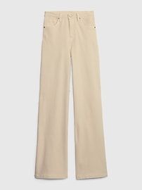 High Rise Stride Wide-Leg Jeans | Gap Non-stretch Wide Leg Khaki Jeans, Khaki High Waist Non-stretch Jeans, Mid-rise Cream Jeans With Pockets, Cream Wide-leg Denim Pants, Beige Non-stretch Cotton Jeans, Pocket Jeans, High Rise Jeans, Stretch Jeans, High Rise