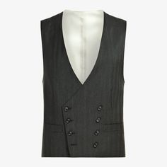 This refined double-breasted waistcoat is tailored slim with an 8-on-2 closure from pure wool. Fitted Double-breasted Three-piece Suit, Winter Semi-formal Slim Fit Vest, Fitted Double-breasted Three-piece Suit For Work, Sleeveless Business Outerwear With Button Closure, Luxury Fitted Double-breasted Three-piece Suit, Elegant Winter Vest, Formal Fitted Three-piece Suit With Double-breasted Fastening, Fitted Three-piece Suit With Double-breasted Fastening For Formal Occasions, Classic Three-piece Suit For Business In Spring