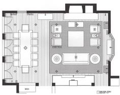 the floor plan for a living room and dining area is shown in black and white