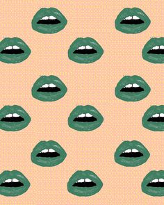 green lips on a pink background