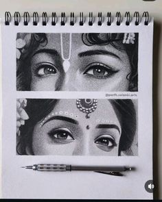 a drawing of two women's eyes with different makeup looks