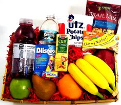 a basket filled with lots of different types of food