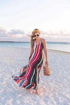 Jamaica Baecation, Modest Beach Wear, Beach Outfits Women Vacation, Goa Outfits, Striped Beach Dress, Krystin Lee, Beach Outfit Men, Beach Party Outfits, Trendy Office