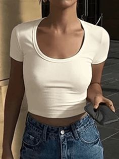 ⚡Buy 2023 Basic Crew Crop Top Khaki S under $18.00 in Tops&Tees at AnotherChill.com Online. Style: Casual/Street/Y2K/Sweet/Basics/Preppy/Sexy. Pattern Type: Solid Color. Fabric Content: Cotton Blend. Fit Type: Slim fit. Neckline: Scoop Neck. Sleeve Length: Short Sleeve. ✓2023 S/S OUTFITS. Check reviews and buy Basic Crew Crop Top today. Crop Top Blanc, Street Y2k, Bodycon Floral Dress, Cardigan Sweater Jacket, Cropped Tops, Color Fabric, Crop Top Blouse, Boho Maxi Dress, White Crop Top