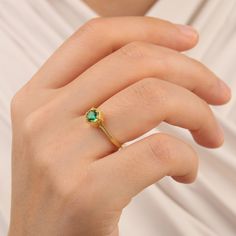 Round Emerald Ring Hexagon Ring Vintage Style Ring 14k Solid Gold Ring 18k Gold Emerald Ring Sterling Silver Ring for Emerald Lovers Round Emerald Ring, Ring Hexagon, Gold Emerald Ring, Hexagon Ring, Hexagonal Ring, Emerald Rings, Emerald Ring Gold, Vintage Style Rings, Solid Gold Ring