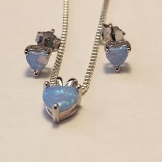 "Sterling Silver Jewellery Set Light Blue or Blue set you choose Necklace on 18\" Box Chain (other length chains available message me) posted out in free gift box" Gift Box Christmas, Silver Jewellery Sets, Jewellery Set, Stunning Necklace, Valentines Gift, Box Chain, Silver Jewellery, Silver Heart, Sterling Silber