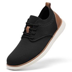 PRICES MAY VARY. Versatile Style: Mesh Dress Sneakers meet Oxfords Business Casual, perfect for dress shoes for men seeking a blend of sophistication and sporty. Unmatched Comfort: Breathable knit fabric upper for freedom of movement and ventilation, with stylish leather accents on heels and tongue for a chic mens casual dress shoes look. Ease of Wear: Lace-up closure with an elastic collar for easy slipping on and off, making these mens casual shoes both practical and on-trend. Superior Cushion Sneakers That Go With Everything Men, Men’s Stylish Dress Shoes, Groomsmen Sneakers, Men’s Clothing Business Casual, Dress Tennis Shoes, Casual Dress Shoes Men, Men Shoes Aesthetic