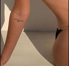 a woman's leg with a tattoo that reads, no one else is here