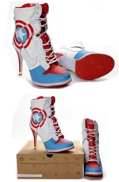 GIVE IT TO ME NOW! #avengers  #geek #shoes Silly Shoes, Avengers Shoes, Customised Shoes, Nike High Heels, High Hills, Nike Heels, Scene Style