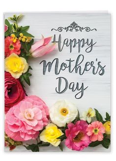 a mother's day card with flowers on it