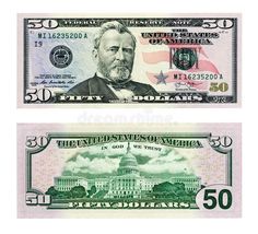 the front and back side of a 50 dollar bill