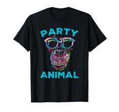 PRICES MAY VARY. Let's get the party started. Cool outfit with Chimpanzee wearing sunglasses and the words Party Animal in retro style. Awesome for cool party people or zookeepers and zoo crew. Complete your animal party supplies with this cute outfit that can also be worn on animal adoption party or farm animals party. Lightweight, Classic fit, Double-needle sleeve and bottom hem Party Animal Mom Shirt, Animal Adoption Party, Cute Chimpanzee, Farm Animals Party, Pet Adoption Party, Zoo Crew, Farm Animal Party, Animals Party, Monkey Gifts