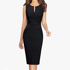 Black Pinstripe Pencil Work Office Dress Zip-Up Chest S=2-4, M=6-8, L=10, Xl=12-14 Ships 3-7 Days New To Poshmark? Sign Up With Code Styleyourself To Get $10 Off Your First Purchase. Shop My Closet For: Bohemian, Boho, Spring, Summer, Fall, Winter, Vacation, Cruise, Holiday, Photo-Shoot, Birthday, Occasion, Wedding, Fun, Casual, Party, Gift, Shopping, Girly, Trendy, Modest, Date Night, Chic, Classy, Classic, Elegant, Statement, Dressy, Fancy, Preppy, Feminine, Soft, Romantic, Bride, Lingerie, Sl Black Pencil Dress, Wear To Work Dress, Work Dresses For Women, Office Dresses, Business Dresses, Pencil Dress, Business Office, Sheath Dress, Front Zipper