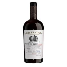 a bottle of booder & thief red wine blend on a white background