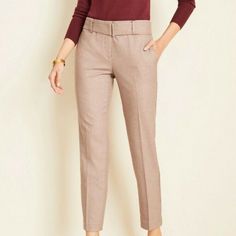 A Marled Ankle Pant With A Custom-Tailored Feel - Topped With A Flattering Belt. Front Zip With Double Hook-And-Bar Closure. Belt Loops. Self Tie Belt. Front Off-Seam Pockets. Back Besom Pockets. 63% Polyester, 34% Viscose, 3% Elastane. Imported. 461 Belt Tying, Ankle Pants, Ann Taylor, Pant Jumpsuit, Pants For Women, Pants, Women Shopping