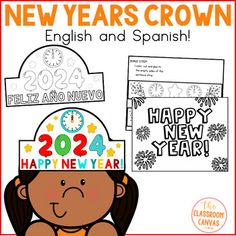 the new year's crown for spanish and spanish language students is shown in this printable