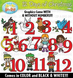 an image of children's numbers and numbers for christmas