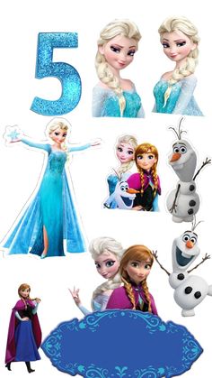 the number five is shown with frozen princesses