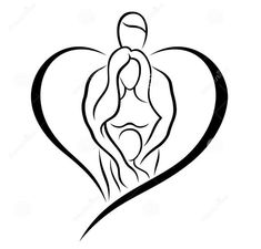 the mother and child are depicted in a heart shape royalty illustration