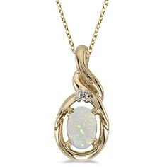 Oval Opal & Diamond Pendant Necklace 14k Yellow Gold (0.55ctw) Luxury Multi-stone Oval Pendant Jewelry, Luxury Oval Pendant Drop Necklace As Gift, Luxury Tarnish Resistant Oval Pendant Necklace, Luxury Oval Pendant Chain Necklace For Formal Occasions, Luxury Formal Oval Pendant Rings, Luxury Modern Oval Pendant Necklace, Luxury Oval Pendant Necklace For May Birthstone, Luxury Oval Pendant Rings For Formal Occasions, Luxury Gift Oval Pendant Drop Necklace